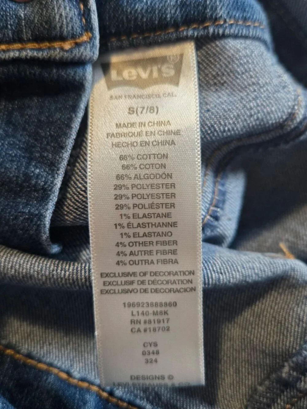 Levi’s Girls Size 8 Denim Overall Dress Blue Jean Jumper Pinafore Stretch